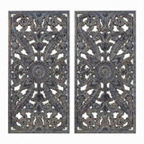 Distressed Carved Wood 2-piece Wall Decor Set B03598797