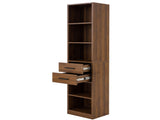 Tall Narrow Bookshelf, Slim Floor-Standing Storage Cabinet with 2 Drawers & 5 Open Shelves, Display W331P485806