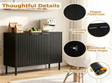 Modern 2Door Buffet Sideboard Cabinet, Elevated Base Console Storage Cabinet with Adjustable Feet & 17926874