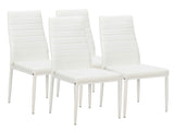 4pcs Elegant Assembled Stripping Texture High Backrest Dining Chairs White 40655595