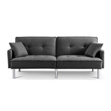 ZUN 84.6 Inches Extra Long Futon Adjustable Sofa Bed, Modern Tufted Fabric Folding Daybed Guest Bed, B082111418