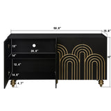 Modern Fluted Sideboard Buffet with Storage, Curve Element with Strict Lines, 4 Doors Storage W1445P256479