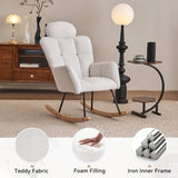 055-Teddy Fabric Upholstered Nursery Rocking Glider Chair Modern Accent Armchair Padded Seat with W527P228306