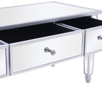 ZUN Mirrored Coffee Table with LED Lights and 3 Drawers, Rectangle Modern Cocktail Table for Living Room 01211866