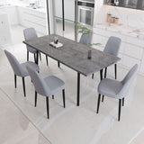 55.12-70.87" expandable rectangular dining table that can accommodate 4-6 people, equipped with 6 PU 94332350