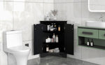 ZUN Black Triangle Bathroom Storage Cabinet with Adjustable Shelves, Freestanding Floor Cabinet for Home 62126568