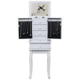 Standing Jewelry Armoire with Mirror, 5 Drawers & 14 Necklace Hooks, Jewelry Cabinet Chest with 96096796