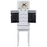 ZUN Standing Jewelry Armoire with Mirror, 5 Drawers & 14 Necklace Hooks, Jewelry Cabinet Chest with 96096796