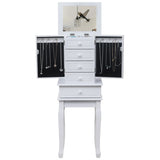 ZUN Standing Jewelry Armoire with Mirror, 5 Drawers & 14 Necklace Hooks, Jewelry Cabinet Chest with 96096796