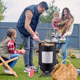 ZUN Vertical Steel Charcoal Smoker, Heavy Duty Three Layer Round BBQ Grill Smokey Mountain Cooker for 11838107