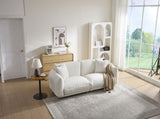 Sherpa Cloud Couch, 87.4" Upholstered 3-Seater Loveseat Sofa, Modern Boucle Couch with 2 W3226P371354