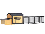 118" Large Wooden Chicken Coop Outdoor Hen House with Nesting Box, Leak-Proof Pull-Out Tray, Asphalt 27993479