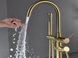 Single Handle Freestanding Tub Filler Floor Mount Bathtub Faucet with Handheld Shower W1932P156058