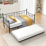 Twin Size Daybed Metal Frame with Trundle Set, Twin Day Bed Sofa, Daybed and Roll Sofa Bed for Guest W840104493