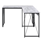 ZUN Antique White and Black 35.5" Writing Desk with Metal Sled Base B062P184522