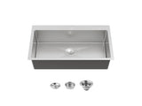 Stainless Steel Kitchen Sink, 27x19 Single Bowl, Overmount Handmade Sink in Dark Gray, with US 09877789