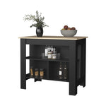 ZUN Aztec Kitchen Island in melamine with open storage, Light pine + black B128P227634