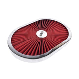 12 x 2'' Oval Air Cleaner Super Flow Washable Element Red for Chevy Ford Classic 5-1/8 Carb Neck 4 74243879