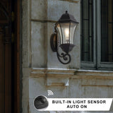 1-Pack Outdoor Wall Lantern Dusk to Dawn Sensor, Black Weatherrproof Exterior Light Fixture W1340P239407