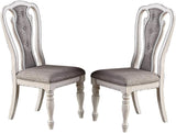Antique White Set of 2 Chairs Grey Upholstered Tufted unique Design Chairs Back Cushion Seat HSESF00F1825