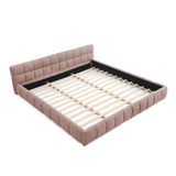 King size Upholstered Bed Frame Thick Fabric, Chenille Fabric Grounded Queen Size Platform Bed W487P246686