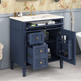 30'' Bathroom Vanity with Top Sink, Modern Bathroom Storage Cabinet with 2 Drawers and a Tip-out N710P206904C