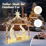 6ft Brown Roof 190LED Lights Nativity Scene Garden Jesus Decoration 09152925