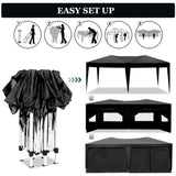 10x20 Black Pop Up Canopy Outdoor Party Tent with 6 Sidewalls with 6 pcs Weight Bag,Carry Bag 61666922