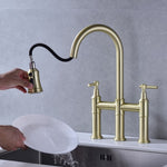 ZUN Pull Down Double Handle Kitchen Faucet 06296080