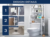 3-Tier Over the Toilet Storage Shelf Adjustable Foot Pads, Anti-Tilt Metal Bathroom Organizer 34497064
