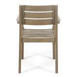 STAMFORD Dining Chairs Set of 2,Acacia Wood Patio Armchair,for Backyard, Poolside, Garden,Grey N762P251941E