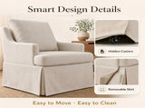Upholstered Dining Chairs Set of 1, Modern Kitchen Chair Dining Room Chair with 4 Casters, Linen W3916P552438