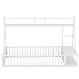 ZUN Twin Size Floor Bed Frame with Safety Fence, Metal Floor Bed with Desk and Storage Shelves, W1580P240067