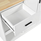 ZUN K&K Kitchen Island with Foldable Counter Top, Kitchen Storage Cart with Slide-Out Shelf, Towel Rack N707P173036W