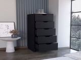 Dresser 42"H, 5 Drawers , Slim Storage Chest of Drawers, Black B097133023