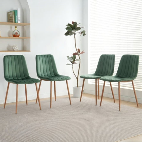 ZUN Indoor green velvet dining chair, modern kitchen dining chair backrest, upholstered side chair W210P184209