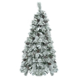 ZUN 6FT Pre-Lit Spruce Snow Flocked Christmas Tree with Pine Cones, Artificial Xmas Tree with 403 Branch N704P198470A