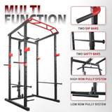 ZUN Power Cage Squat Rack Stands Gym Equipment 1000-Pound Capacity Exercise pull-up down 44896527