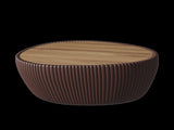 Coffee Color Sintered stone Top goose eggs Shape Leather Coffee modern Sofa Table for Living Room W3081P315306