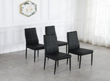 4pcs Elegant Dining Chairs with 6 Grids Decoration Backrest White Cushion Black 69161445