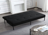 Black 3-Seater Futon Sofa Bed, Twin Folding Sleeper Sofa, Sturdy Metal Frame, Skin-Friendly B347P507913
