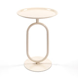Lantern-shaped Metal End Table, Small Round Side Table, Modern Coffee Drink Cocktail Table, Small W2664P232828
