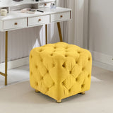 Yellow Modern Velvet Upholstered Ottoman, Exquisite Small End Table, Soft Foot Stool,Dressing Makeup W1170103516