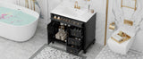 36" Bathroom Vanity with Sink, Black Vanity Cabinet with Flip-Out Drawer, 3 Drawers, 2 Soft-Close N725P283623B