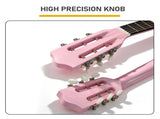 Light pink 30-inch Round Acoustic Guitar with Picks, Strings, Capo, Case, Tuner, and Strap 83838508
