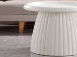 White Magnesium Oxide Fluted Pedestal Side Table 19.69" Diameter Round Accent Table W5351P486732