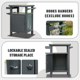 Grill Carts Outdoor with Storage and Wheels, Whole Metal Portable Table and Storage Cabinet for W1859P170278