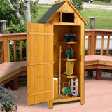 ZUN 30.3"L X 21.3"W X 70.5"H Outdoor Storage Cabinet Tool Shed Wooden Garden Shed Natural W142267667
