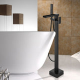 Single Handle Freestanding Bathtub Wall Mounted Faucet with Hand Shower Bathtub Faucet , Matte Black W105956040