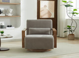 29.72"W Swivel Modern Upholstered Accent Chair with Solid Wood Armrests and 360 Degree Comfy Lounge W3188P417948